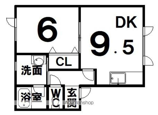 根室本線 帯広駅 バス乗車時間：22分 中鈴蘭バス停で下車 徒歩1分 2階建 築27年(1DK/1階)の間取り写真