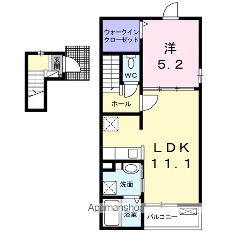 シャムロック・ソゴオ(1LDK/2階)の間取り写真