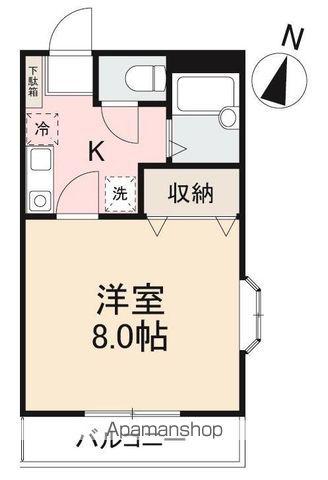 クレイドル橋谷Ⅰ・Ⅱ(1K/2階)の間取り写真