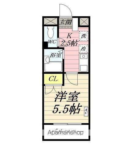 ウイン海老名(1K/3階)の間取り写真