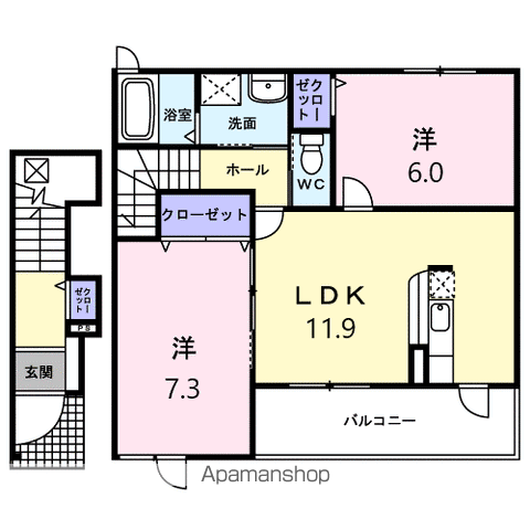 サンシャイン66(2LDK/2階)の間取り写真