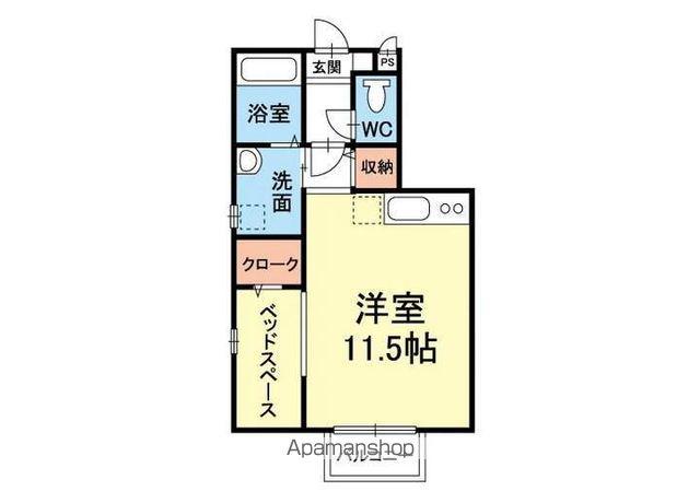 スクエアガーデン(ワンルーム/2階)の間取り写真