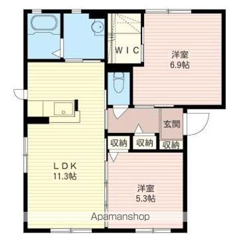 ニコ・アベニューB(2LDK/1階)の間取り写真