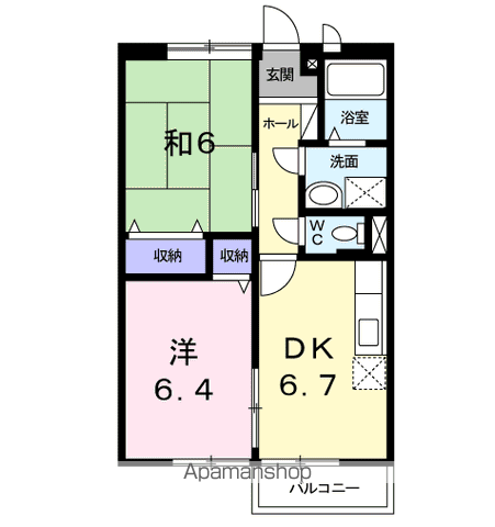 アルゴハイツ(2DK/1階)の間取り写真
