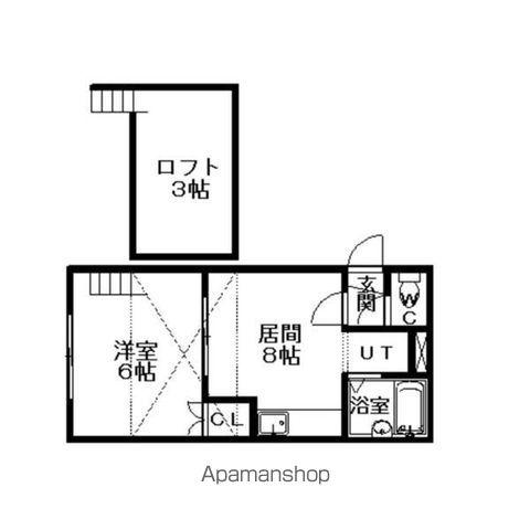 スカイブルーK(1SDK/1階)の間取り写真