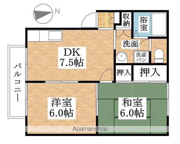 プレジールタクミB棟(2DK/2階)の間取り写真