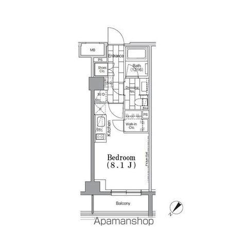 ONE ROOF FLAT TSUKISHIMA(ワンルーム/7階)の間取り写真