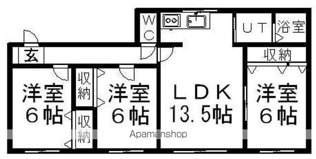 長井マンション(3LDK/1階)の間取り写真