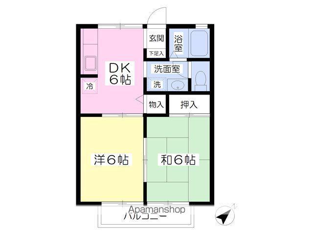 アグレアーブル1515(2DK/2階)の間取り写真