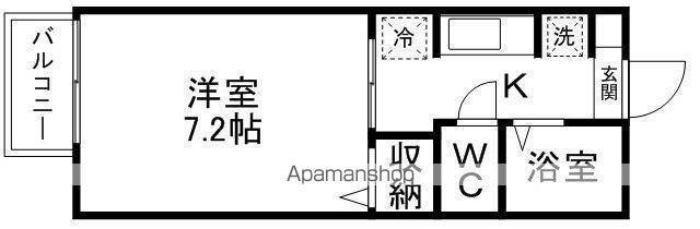 ラルジュ東勝山(1K/2階)の間取り写真