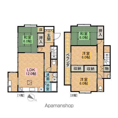 東北本線 蓮田駅 バス乗車時間：20分 大山バス停で下車 徒歩3分 2階建 築39年(4LDK)の間取り写真