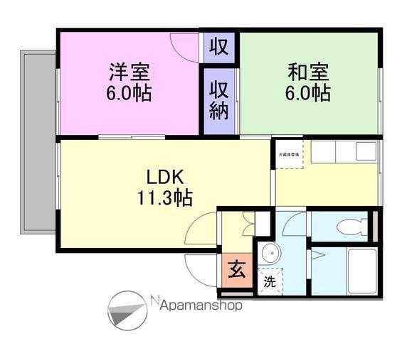 タウンハウス福原B棟(2LDK/1階)の間取り写真