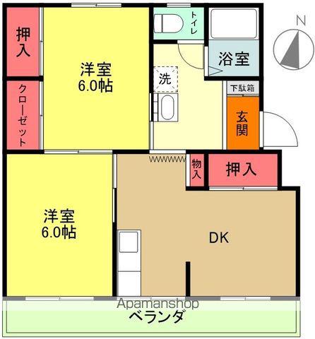 プロレジデンス(2DK/1階)の間取り写真