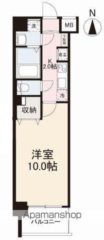 グランドヒルズ高松(1K/2階)の間取り写真