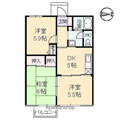 ディアス 山本(3K/1階)の間取り写真