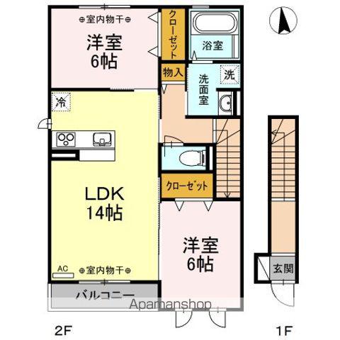 アヴァンス柳原 A(2LDK/2階)の間取り写真