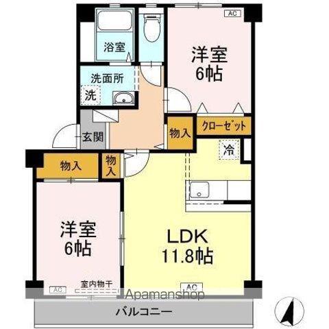 フォブール佐古A(2LDK/3階)の間取り写真