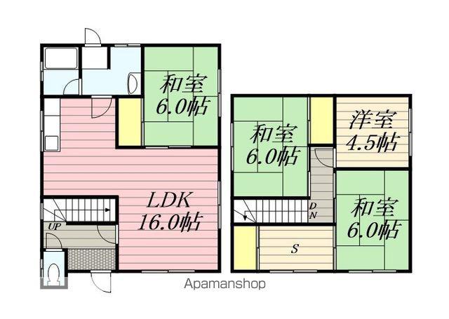 函館本線 余市駅 徒歩15分 2階建 築47年(4SLDK)の間取り写真