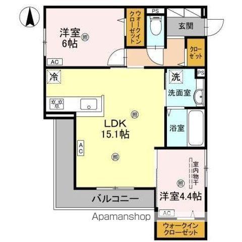 パサログランデ北長尾(2LDK/2階)の間取り写真