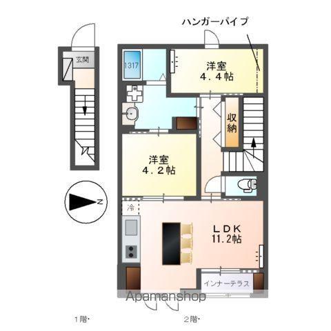 中川区松葉町4丁目アパート(2LDK/2階)の間取り写真