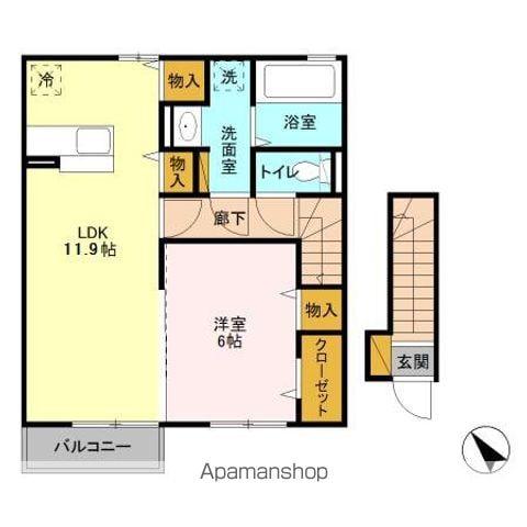 ラ・メール(1LDK/2階)の間取り写真