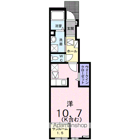 ラフィーネEⅡ(ワンルーム/1階)の間取り写真