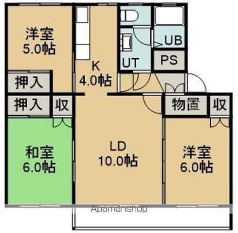 テレパレス函館柳(3LDK/2階)の間取り写真