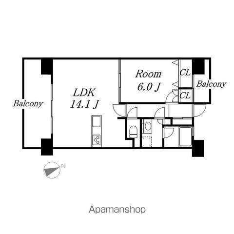 上前津ライズ(1LDK/14階)の間取り写真