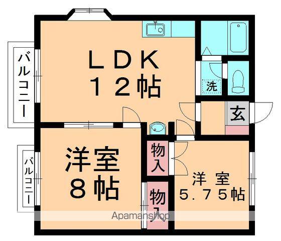 ノースヒルズ2(2LDK/1階)の間取り写真