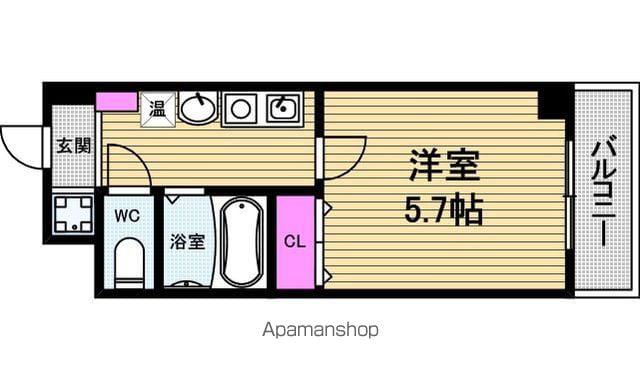 プレミアム本町(1K/2階)の間取り写真
