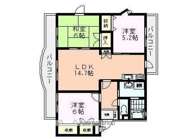 グランドール・ベルⅠ(3LDK/3階)の間取り写真