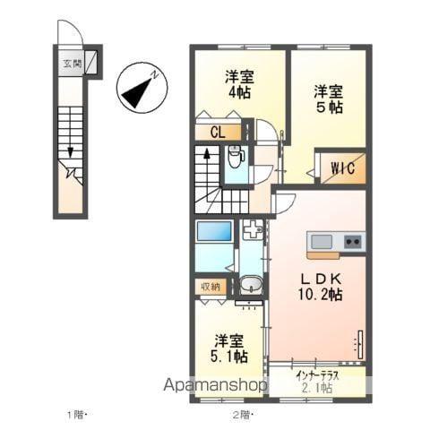 大石 拓司様 アパート工事(3LDK/2階)の間取り写真