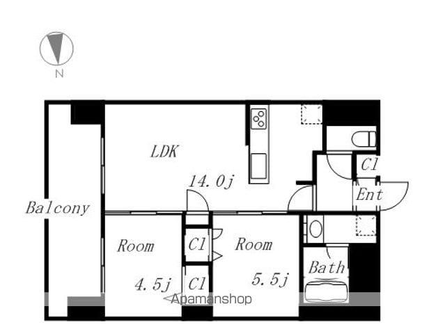 プレサンスロジェ丸の内テラス(2LDK/5階)の間取り写真