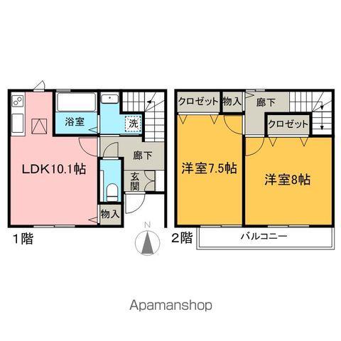 メゾンベールM(2LDK/1階)の間取り写真