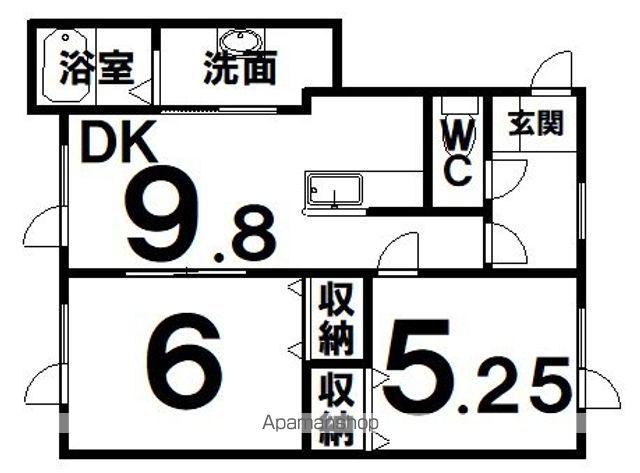 根室本線 釧路駅 バス乗車時間：15分 国誉５丁目バス停で下車 徒歩2分 2階建 築20年(2DK/2階)の間取り写真