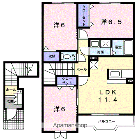 メゾンデソレイユⅡ(3LDK/2階)の間取り写真