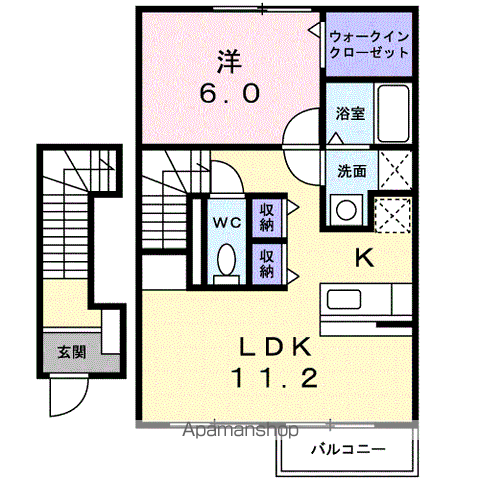 グラン ベルジュ A(1LDK/2階)の間取り写真