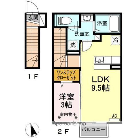 コウジィーコートI(1LDK/2階)の間取り写真