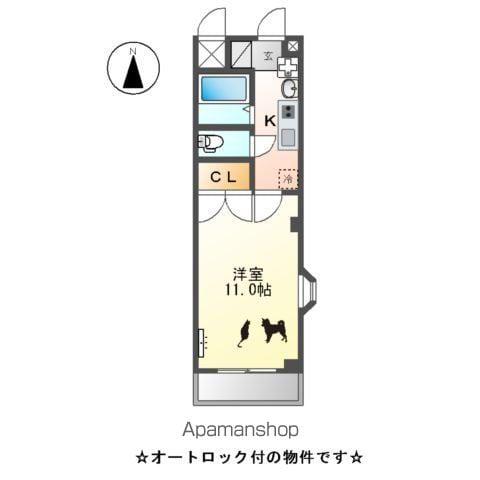 プレジデント川中(1K/2階)の間取り写真