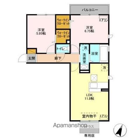 ルシェリア一番館・二番館(2LDK/1階)の間取り写真