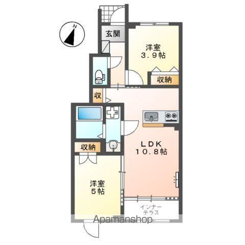 東中野アパート(2LDK/1階)の間取り写真