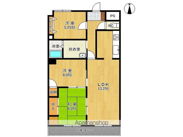 グランドール司(2LDK/11階)の間取り写真