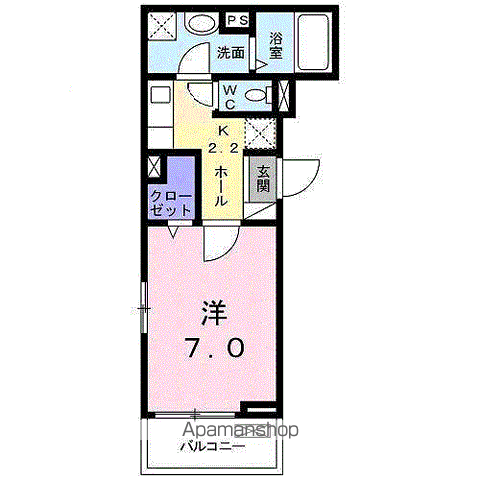 リオン B(1K/2階)の間取り写真