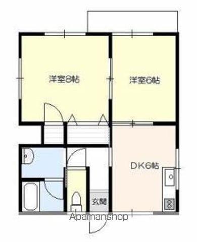 岩手県盛岡市 2階建 築29年(2DK/2階)の間取り写真