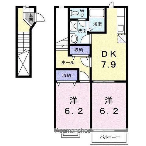 メゾン・ルージュ(2DK/2階)の間取り写真