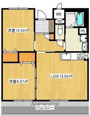 フェリオ仙北(2LDK/2階)の間取り写真