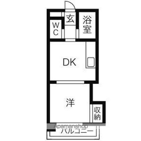 プロシード本通(1DK/3階)の間取り写真