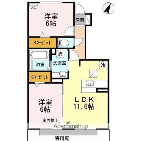 ベルデュール(2LDK/1階)の間取り写真