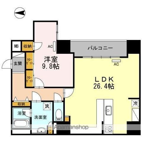 BLANCASA久屋大通(1LDK/8階)の間取り写真