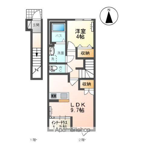 山形市南原町1丁目アパート(1LDK/2階)の間取り写真